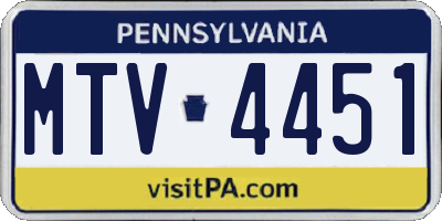 PA license plate MTV4451