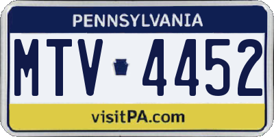 PA license plate MTV4452