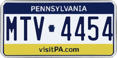 PA license plate MTV4454