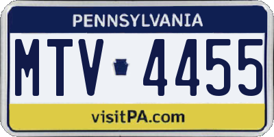 PA license plate MTV4455