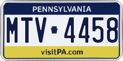 PA license plate MTV4458