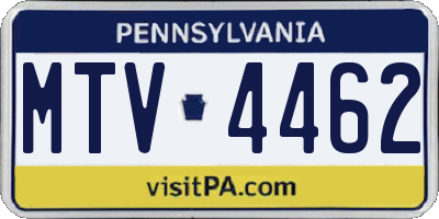 PA license plate MTV4462