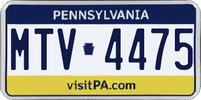 PA license plate MTV4475