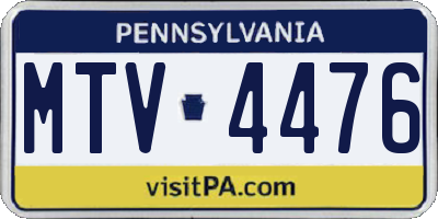 PA license plate MTV4476
