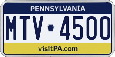 PA license plate MTV4500