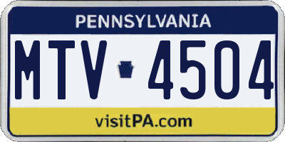 PA license plate MTV4504