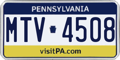 PA license plate MTV4508