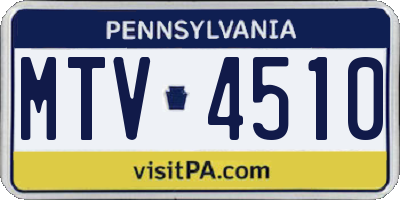 PA license plate MTV4510