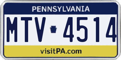 PA license plate MTV4514