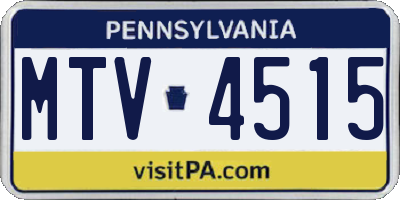 PA license plate MTV4515