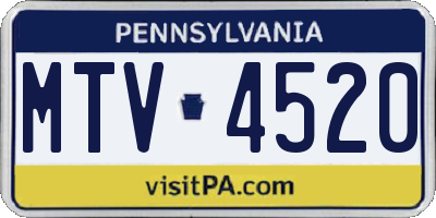 PA license plate MTV4520