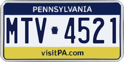 PA license plate MTV4521