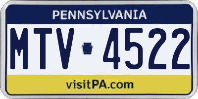 PA license plate MTV4522