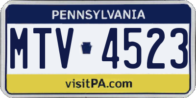 PA license plate MTV4523