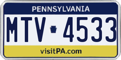 PA license plate MTV4533