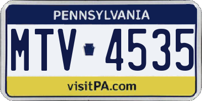 PA license plate MTV4535