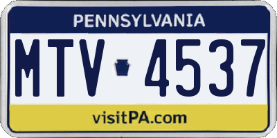 PA license plate MTV4537