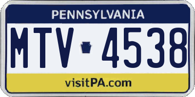 PA license plate MTV4538
