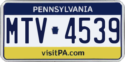 PA license plate MTV4539