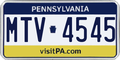 PA license plate MTV4545