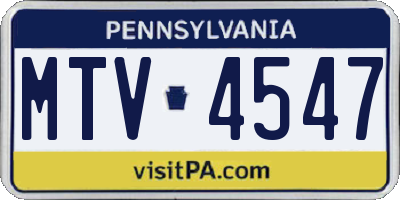 PA license plate MTV4547