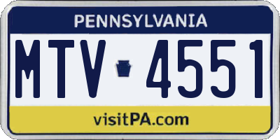PA license plate MTV4551
