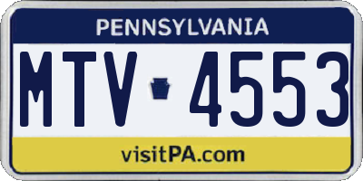PA license plate MTV4553