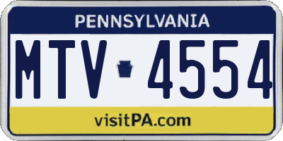 PA license plate MTV4554
