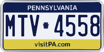 PA license plate MTV4558