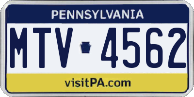 PA license plate MTV4562