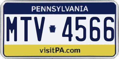 PA license plate MTV4566