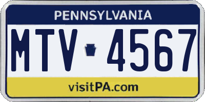 PA license plate MTV4567