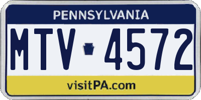 PA license plate MTV4572