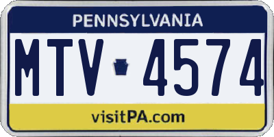 PA license plate MTV4574