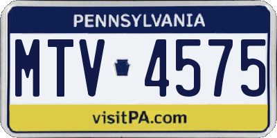 PA license plate MTV4575