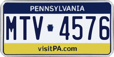PA license plate MTV4576