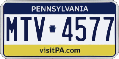 PA license plate MTV4577