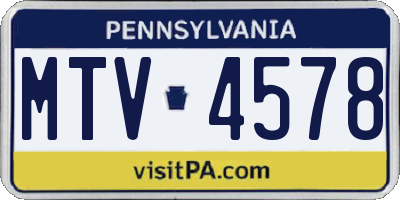 PA license plate MTV4578