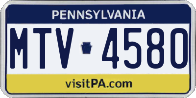 PA license plate MTV4580