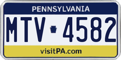 PA license plate MTV4582