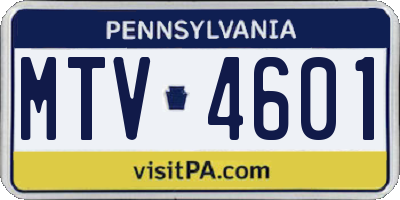 PA license plate MTV4601