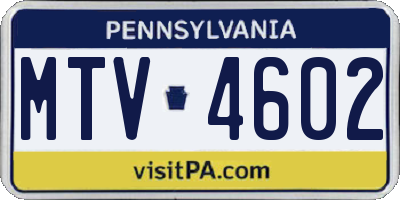 PA license plate MTV4602