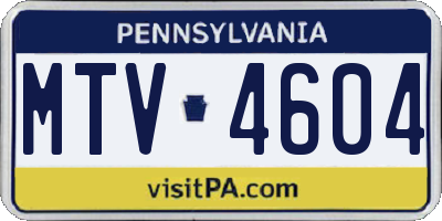 PA license plate MTV4604