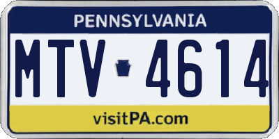 PA license plate MTV4614