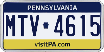 PA license plate MTV4615