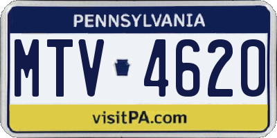 PA license plate MTV4620