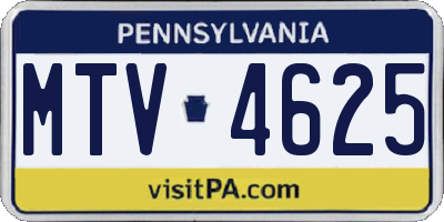 PA license plate MTV4625