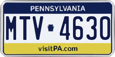 PA license plate MTV4630