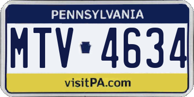 PA license plate MTV4634