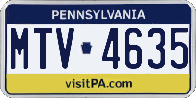 PA license plate MTV4635